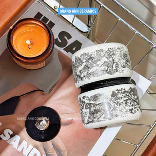 Lọ tăm sứ phong cách Châu Âu MUEN STYLE sang trọng | Ống cắm tăm bông đa năng | Lọ tăm sứ có nắp đậy