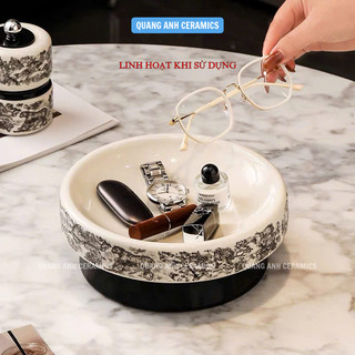 Đĩa đựng trái cây, bánh kẹo, đồ ăn nhẹ | Khay hoa quả sứ cao cấp phong cách Châu Âu | Lọ tăm sứ MUEN