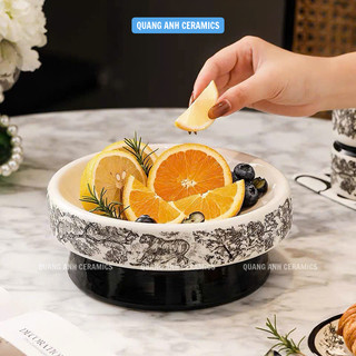 Đĩa đựng trái cây, bánh kẹo, đồ ăn nhẹ | Khay hoa quả sứ cao cấp phong cách Châu Âu | Lọ tăm sứ MUEN