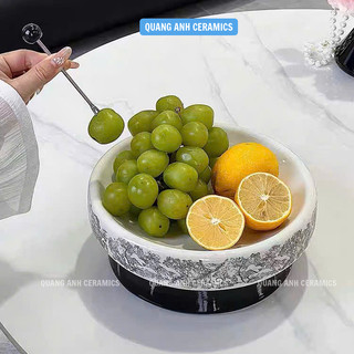 Đĩa đựng trái cây, bánh kẹo, đồ ăn nhẹ | Khay hoa quả sứ cao cấp phong cách Châu Âu | Lọ tăm sứ MUEN