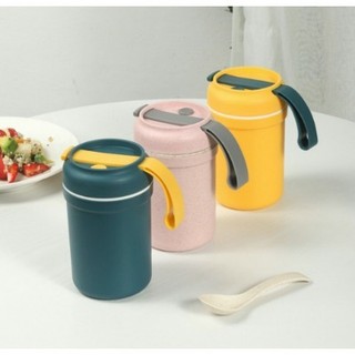 Cốc Đựng Canh Văn Phòng Dễ Dàng Vệ Sinh , Chống Tràn – Tặng Kèm Thìa Lúa Mạch - giao màu ngẫu nhiên