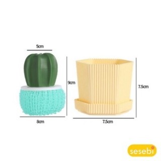 Cọ Rửa Chén Dĩa Hình Cây Xương Rồng Xinh Xắn có Chậu