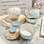 sét 2 bát + 2 thìa hình nơ bông tuyết xanh quà tặng dễ thương , bát ăn cơm sang xịn