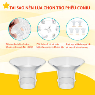 Trợ Phễu Silicone Coniu, Đệm Hạ Size Phễu Size 15-17-19-21-24mm, Hút Sữa Hiệu Quả và Êm Ái (Hộp 01 Chiếc)