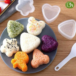 Bộ 7 Chi Tiết + Kèm Thìa Khuôn làm cơm, khuôn ép cơm Onigiri cho bé ăn ngon 🌸🌸🌸
