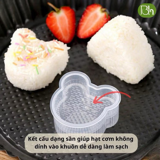 Bộ 7 Chi Tiết + Kèm Thìa Khuôn làm cơm, khuôn ép cơm Onigiri cho bé ăn ngon 🌸🌸🌸