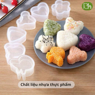 Bộ 7 Chi Tiết + Kèm Thìa Khuôn làm cơm, khuôn ép cơm Onigiri cho bé ăn ngon 🌸🌸🌸