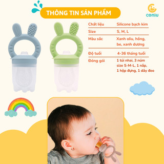 Túi Núm Nhai Ăn Dặm Silicone Chống Hóc Cho Bé, Gặm Nướu Mềm Tập Ăn Trái Cây Gồm 3 Sizes S M L Cho Trẻ Từ 4 Tháng Tuổi