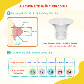 Đệm Giảm Size Silicone Coniu, Trợ Phễu Hạ Size 15-17-19-21-24mm Giúp Mẹ Hút Sữa Hiệu Quả( Hộp 1 Chiếc)