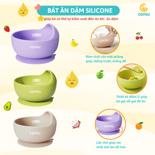 Bộ Ăn Dặm Silicone Coniu Hình Cua Cho Bé, Combo Bát- Khay- Yếm- Thìa- Cốc Silicone Cao Cấp