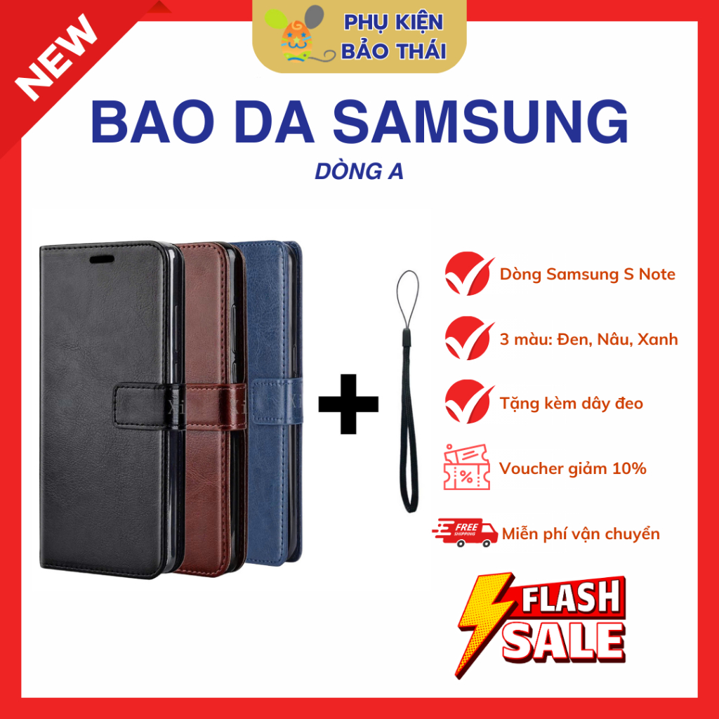 Bao da Samsung nắp gập khoá cài nam châm ốp lưng A10/20/30/50/70/31 A02/02S/03S A51 A71 A72 A05 A16