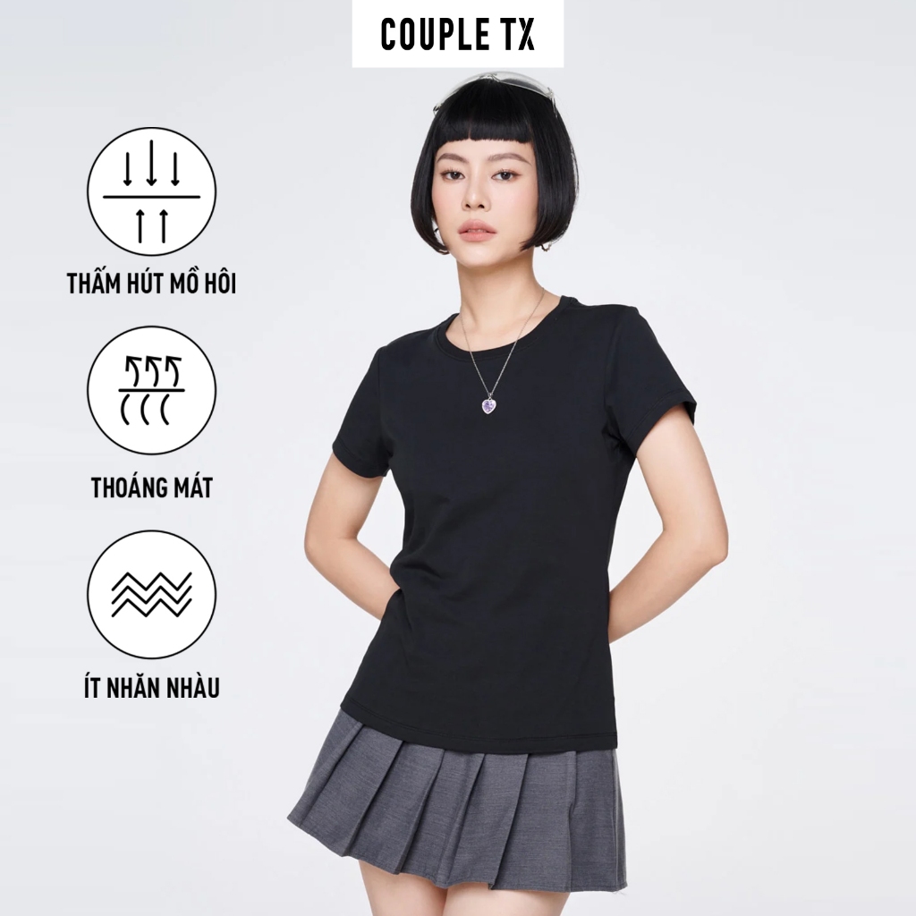 Ảnh Áo Thun Nữ Couple TX Cổ Tròn Basic Vải Đốm Form Slim Ôm WTS 2375 3