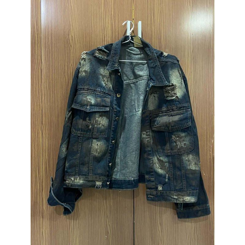 bộ quần áo jean rách bụi phong cách douyin | Shopee Việt Nam