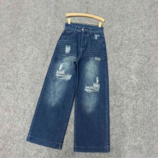 Quần jeans bigsize nữ ống suông rách gối chất dày dặn phong cách thời trang năng động trẻ trung dễ phối đồ Q503
