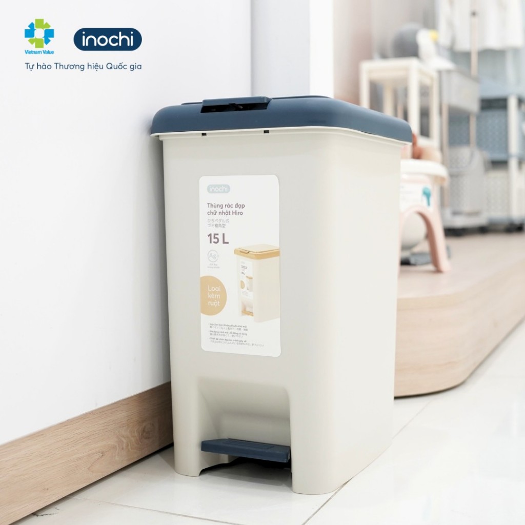 Thùng Rác Đạp Chữ Nhật INOCHI nhựa nguyên sinh, kèm ruột, Size 10-15 ...