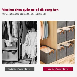 Hộp Đựng Đồ Giúp Sắp Xếp Đồ Gọn Gàng,Hộp Vải Chắc Chắn Tiện Lợi Cho Mọi Nhà - HỘP VẢI KHUNG SẮT CÓ ĐẾ LÓT CHỐNG ẨM