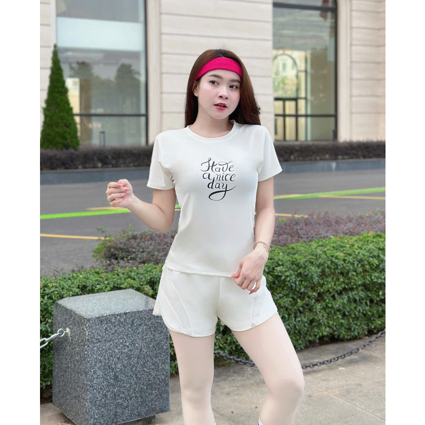 Bộ thể thao HM09 tập erobic, gym , chạy bộ , đánh bóng .... áo thun + quần gió 2 lớp