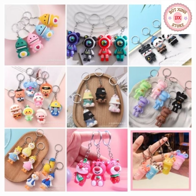 Sỉ 100 Cái Móc Khoá Thời Trang Hoạt Hình Dễ Thương Cute Đeo Balo Xe Máy Tiện Lợi