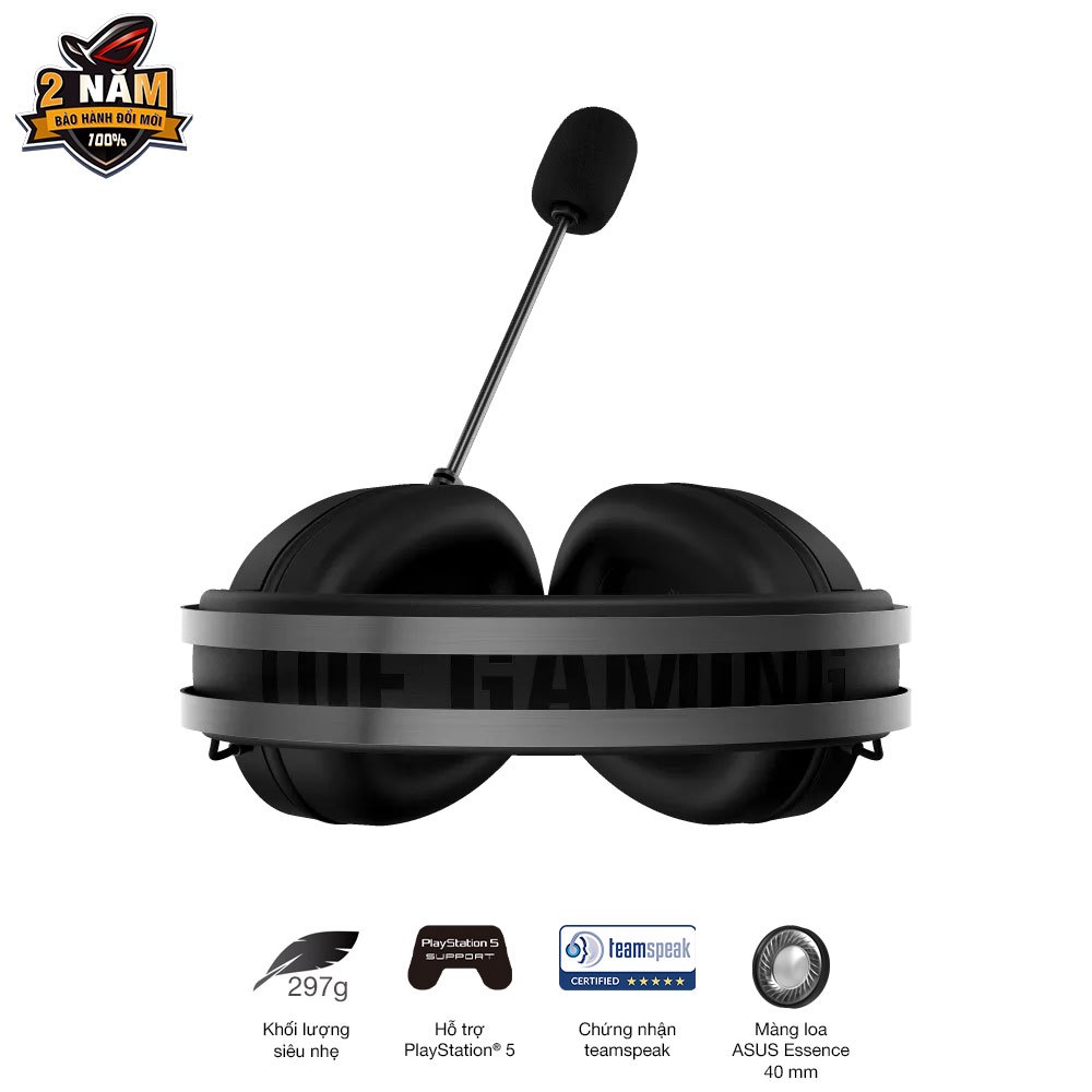Tai nghe gaming có dây Asus TUF Gaming H1 Gen II, âm thanh vòm ảo 7.1, micrô được chứng nhận TeamSpeak