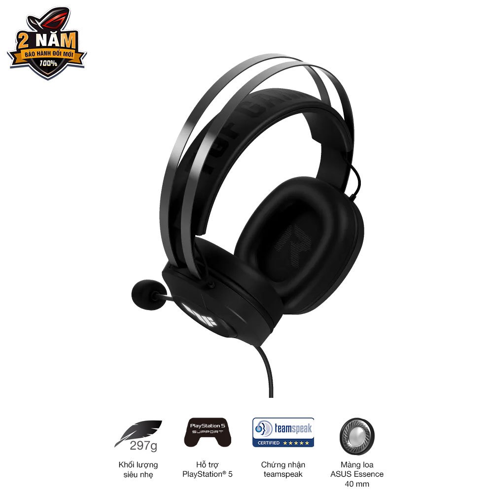 Tai nghe gaming có dây Asus TUF Gaming H1 Gen II, âm thanh vòm ảo 7.1, micrô được chứng nhận TeamSpeak