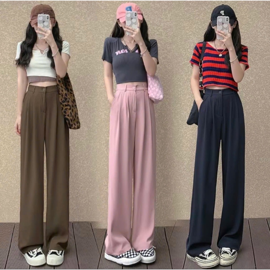 Quần ống rộng 1 cúc chất golt nhật. có độ rủ. hót theo năm tháng chất mịn mướt (S3)