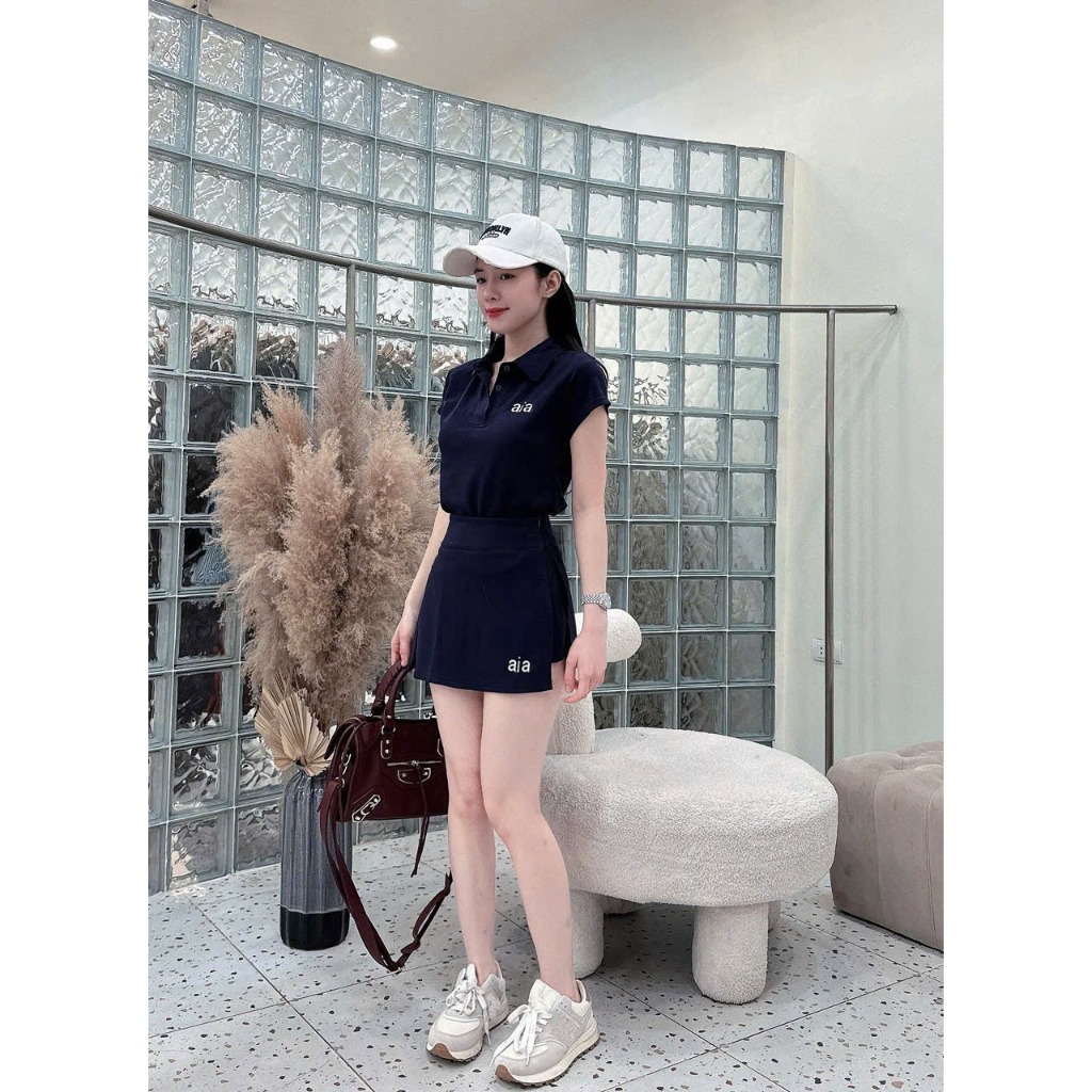 Sét chất UMI LẠNH áo polo tay cộc+ chân váy lót quần. Đủ size SMLXL 40kg- 70kg BỘ [CV- AIA POLO]