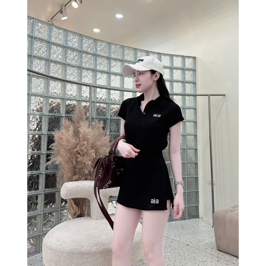 Sét chất UMI LẠNH áo polo tay cộc+ chân váy lót quần. Đủ size SMLXL 40kg- 70kg BỘ [CV- AIA POLO]