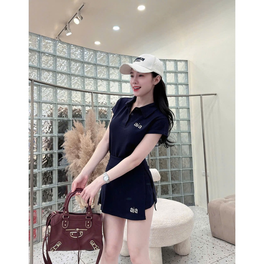 Sét chất UMI LẠNH áo polo tay cộc+ chân váy lót quần. Đủ size SMLXL 40kg- 70kg BỘ [CV- AIA POLO]