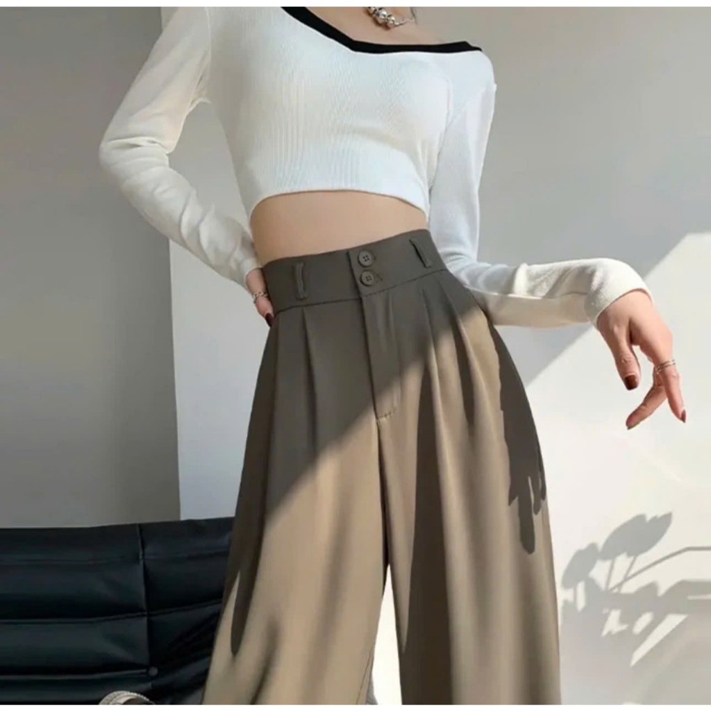 Quần ống rộng 2 cúc chất golt nhật. rủ. mướt .mịn (s4) Pants Nữ