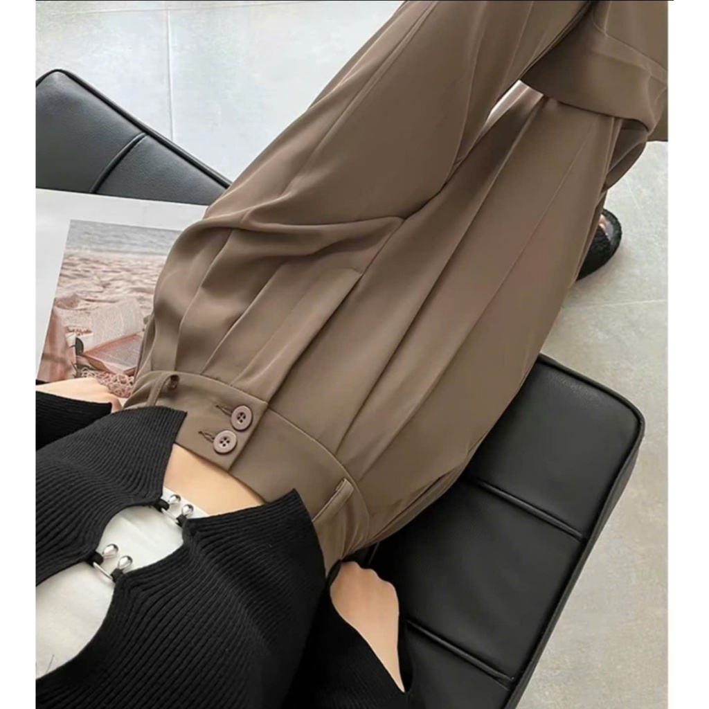 Quần ống rộng 2 cúc chất golt nhật. rủ. mướt .mịn (s4) Pants Nữ