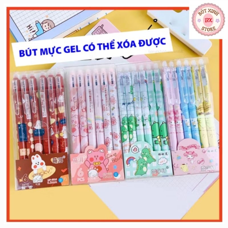 Hộp 12 cây bút BẤM xóa được MỰC XANH