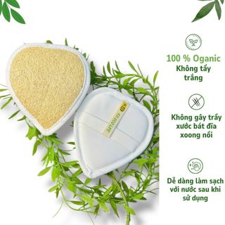 COMBO 2 BÔNG TẮM TRÁI TIM KB Ecolife xơ mướp tự nhiên an toàn và dưỡng ẩm cho da tẩy tế bào chết