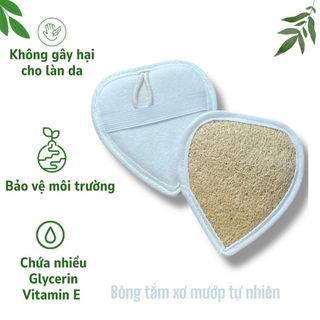 COMBO 2 BÔNG TẮM TRÁI TIM KB Ecolife xơ mướp tự nhiên an toàn và dưỡng ẩm cho da tẩy tế bào chết
