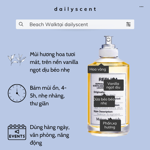 Nước hoa Beach Walk MMP 100ml  | Nước hoa Nữ| Nước hoa mùi mát| Nước hoa ngày nóng| Dailyscent