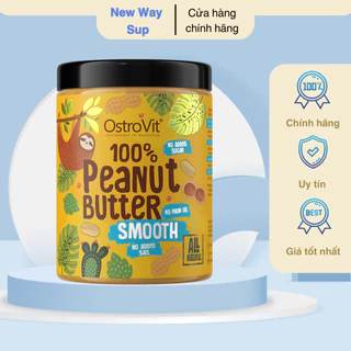 Bơ đậu phộng Ostrovit Peanut Butter 100% siêu mịn không đường hộp 1kg