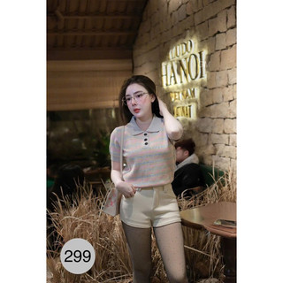 Áo len nữ cổ bẻ cộc tay hoạ tiết chữ F sang trọng, len dệt kim mã 946