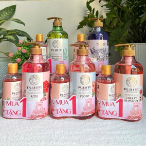 Sữa Tắm Trắng Sáng Da Mềm Min Purité Đủ Loại Hoa Hồng, Anh Đào 850mL Tặng Sữa Tắm 250mL