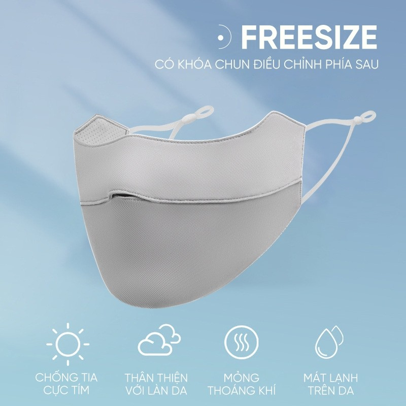 Khẩu trang vải chống tia UV chống nắng bụi UPF50+ kín mặt HUMI chất vải mềm mát co giãn 4 chiều