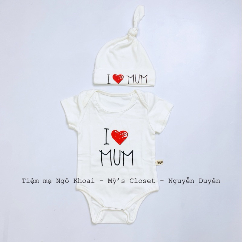 [MD83] BODY CHIP kèm mũ l LOVE MOM I LOVE DAD cho baby