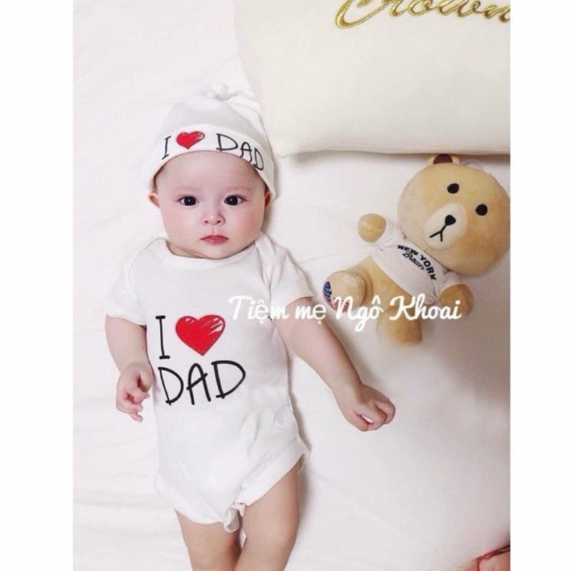 [MD83] BODY CHIP kèm mũ l LOVE MOM I LOVE DAD cho baby