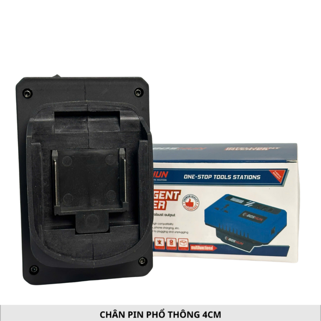 Combo Đế Chuyển Đổi Nguồn Điện BOSHUN BS-CD220PRO Chuyển Từ Pin 21v Lên 110 - 220v, Chân Pin Phổ Thông 4cm