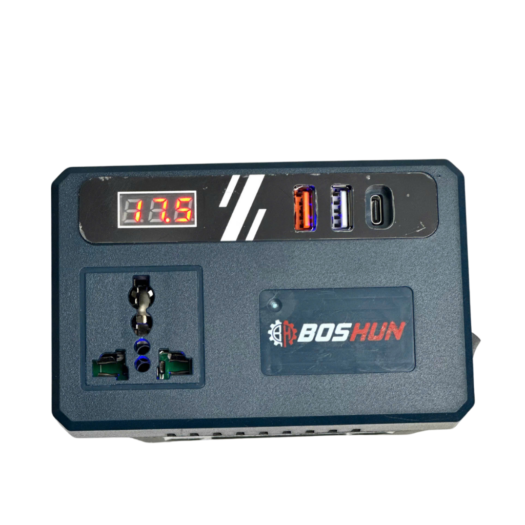 Đế Chuyển Đổi Nguồn Điện BOSHUN BS-CD220PRO Chuyển Từ Pin 21v Lên 110 - 220v, Chân Pin Phổ Thông 4cm