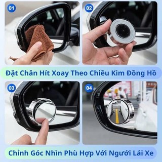 Bộ gương cầu lồi ô tô 360 độ cao cấp, gương chiếu hậu xe hơi , kính lồi gắn gương oto xóa điểm mù