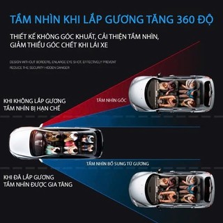 Bộ gương cầu lồi ô tô 360 độ cao cấp, gương chiếu hậu xe hơi , kính lồi gắn gương oto xóa điểm mù
