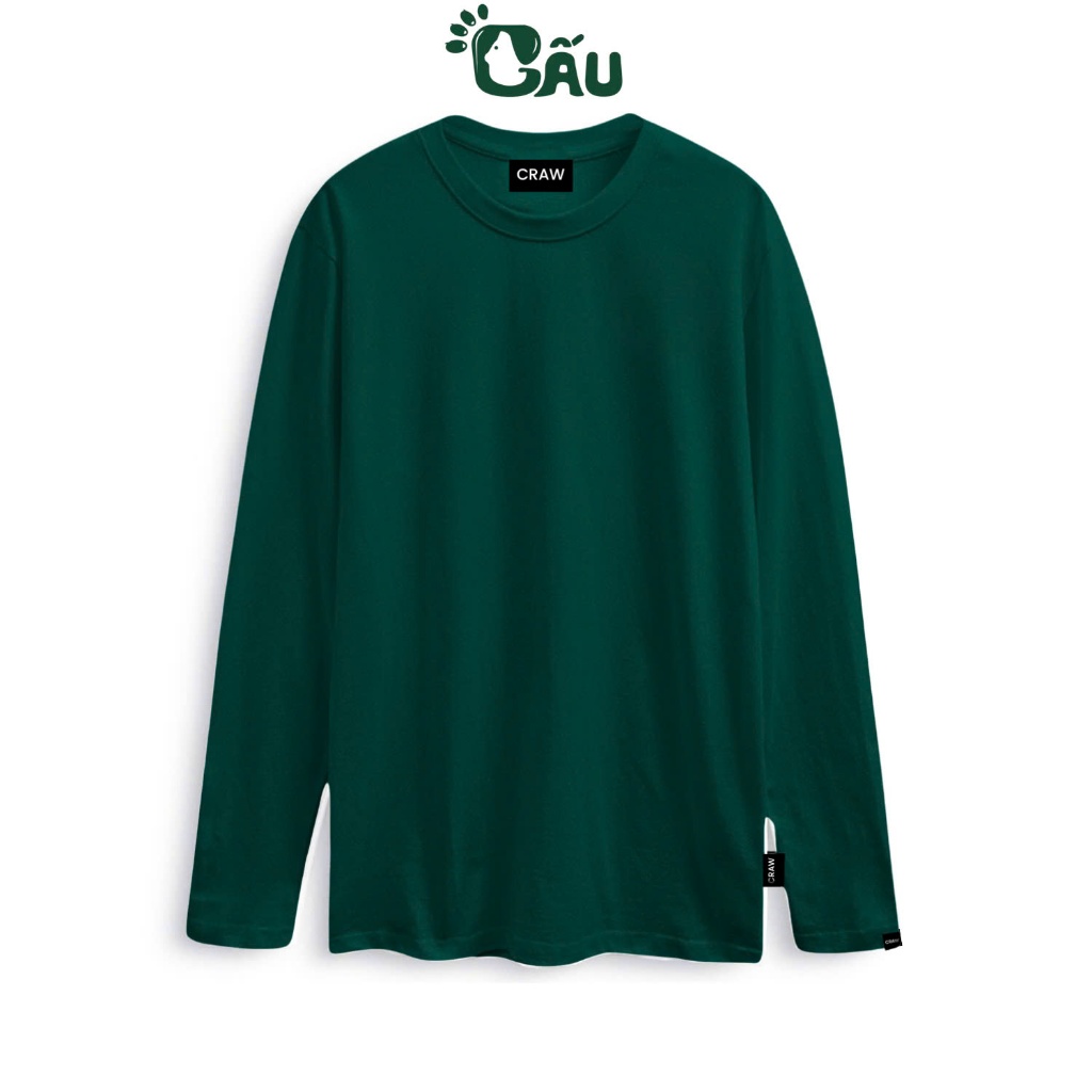 Ảnh Áo thun tay dài Gấu 194 vải coton dày dặn, mềm mịn, co dãn - form regular Unisex - Trơn TD 2