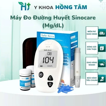 Máy Đo Đường Huyết SINOCARE (mg/dL) + Hộp 25 - 50 Que + Kim/Cồn