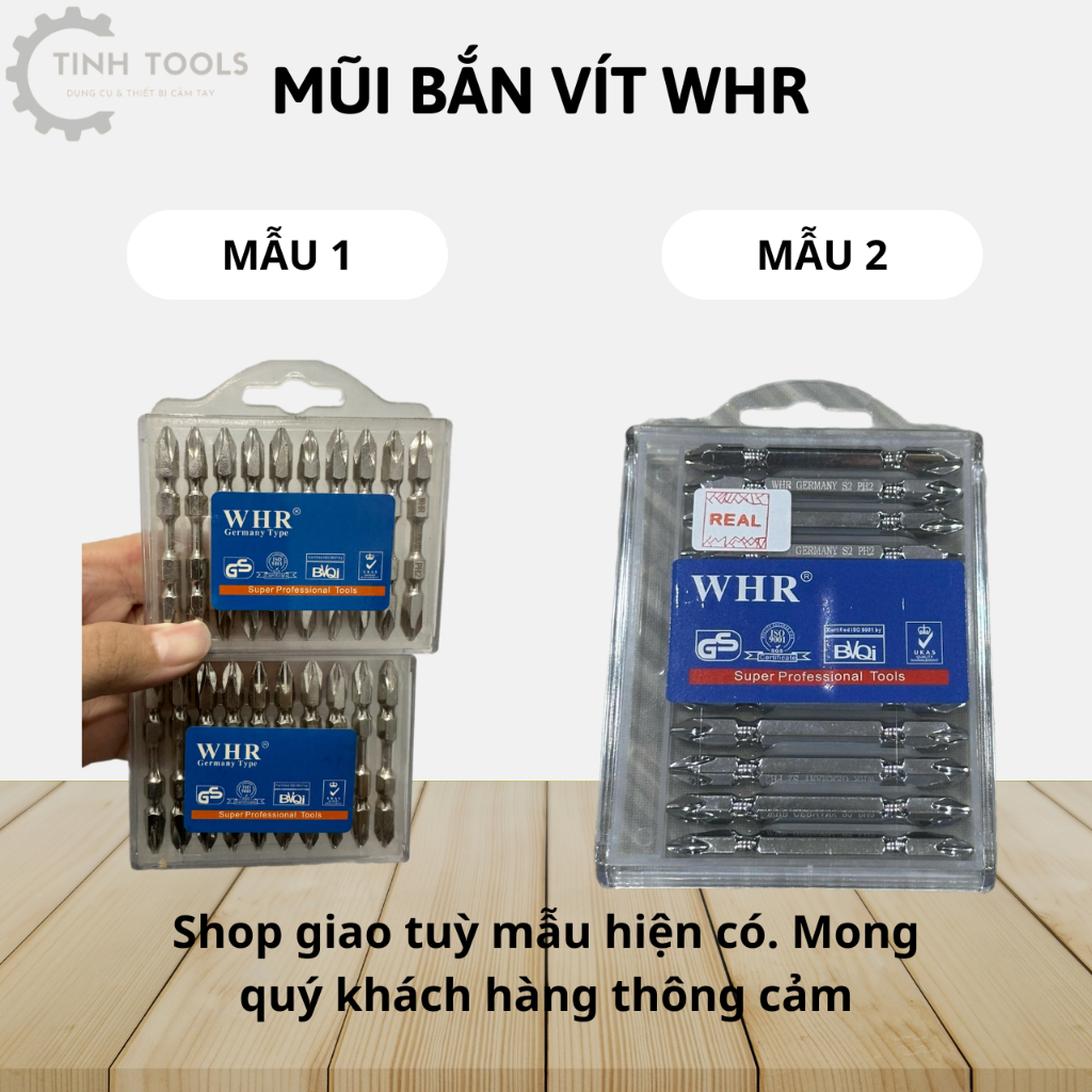 (Lẻ) Mũi Bắn Vít, đầu bắn vít 2 dầu 4 cạnh, mũi vít đầu 3 ke WHR 65mm Chất Liệu Thép Hợp Kim Cao Cấp, có nam châm