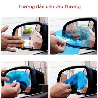Combo 2 miếng dán nano gương ô tô chống đọng nước hình Oval