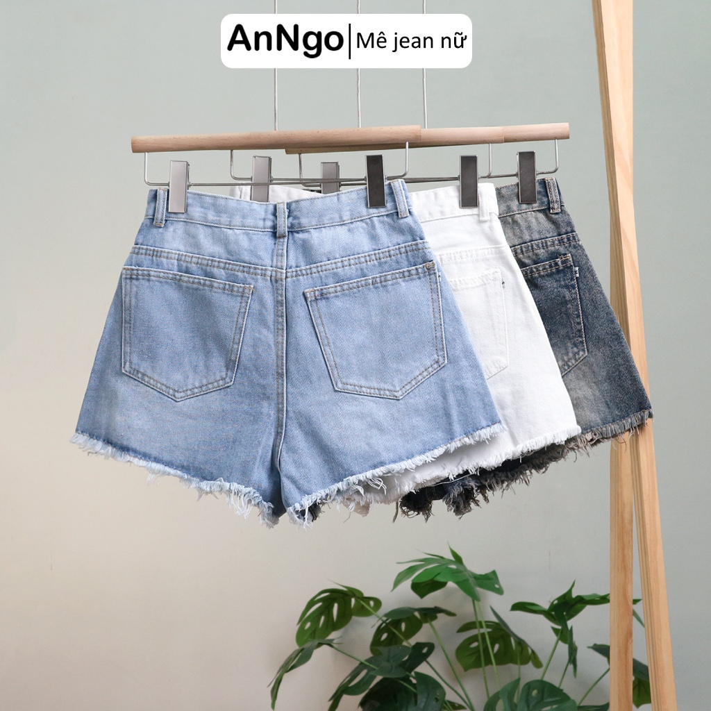 Quần short jean nữ rách nhiều cá tính, lưng cao không giãn dễ phối đồ AnNgo - AT526