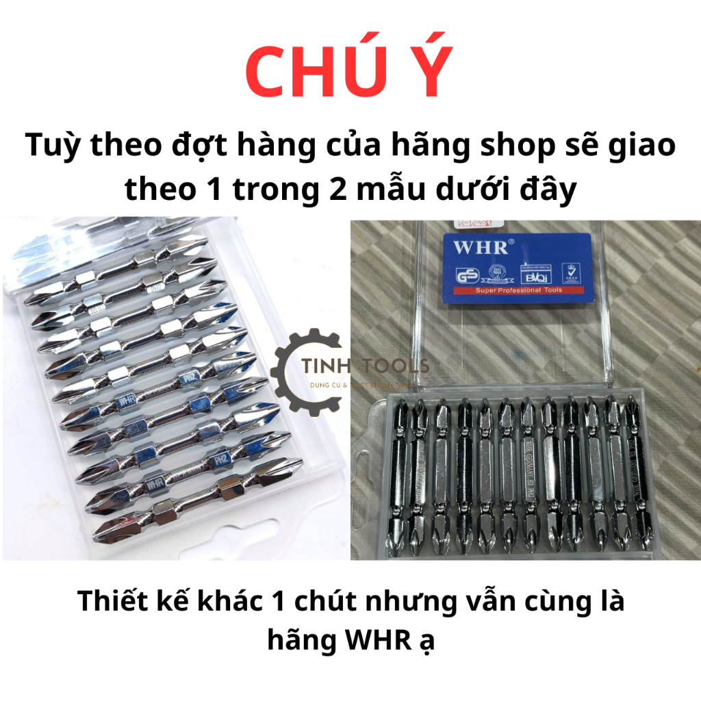 (Lẻ) Mũi Bắn Vít, đầu bắn vít 2 dầu 4 cạnh, mũi vít đầu 3 ke WHR 65mm Chất Liệu Thép Hợp Kim Cao Cấp, có nam châm